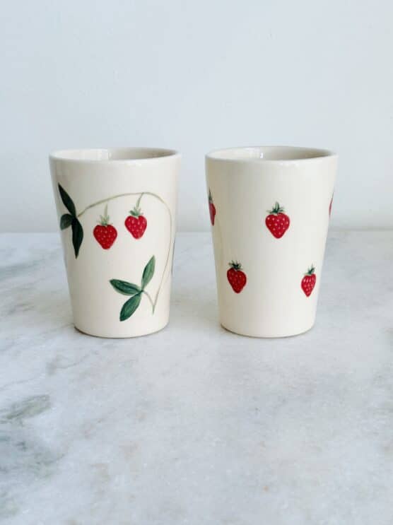 Alicja Ceramics Hand Painted Strawberry Cups
