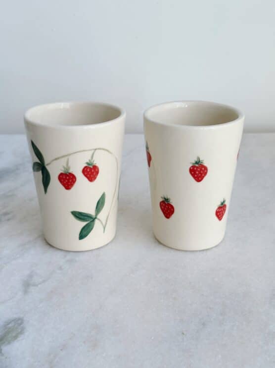 Alicja Ceramics Hand Painted Strawberry Cups - Image 2