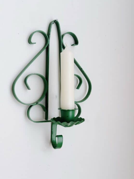 Vintage Green Iron Candle Sconce Pair - Image 6