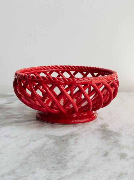 Vintage Red Ceramic Lattice Basket
