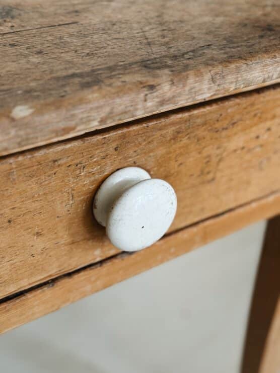 Antique Wonky Leg Desk with Ceramic Knobs - Image 2
