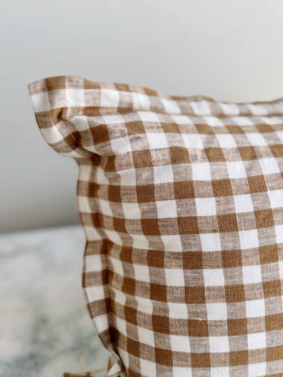 Brown Gingham Lumbar Pillow - Image 2