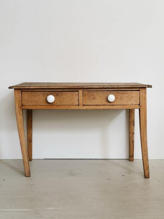 Antique Wonky Leg Desk with Ceramic Knobs