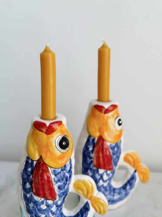 Vintage Hand Painted Italian Fish Candlesticks - Image 2