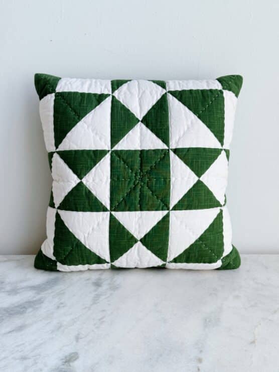 Vintage Quilt Pillow Green & White