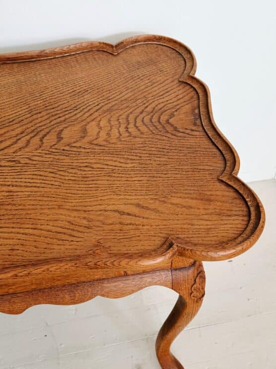 Antique Coffee Table with Carved Detail and Scallop Edge - Image 7