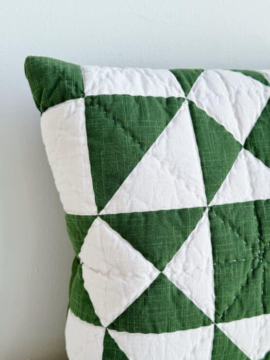 Vintage Quilt Pillow Green & White - Image 2