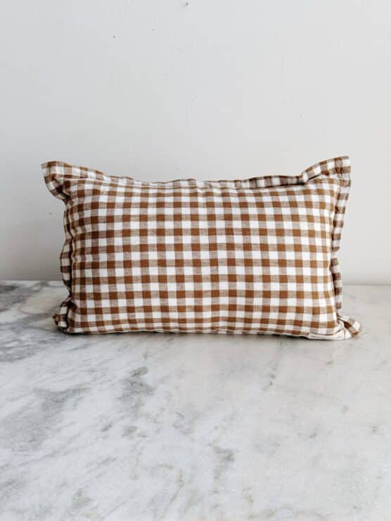 Brown Gingham Lumbar Pillow