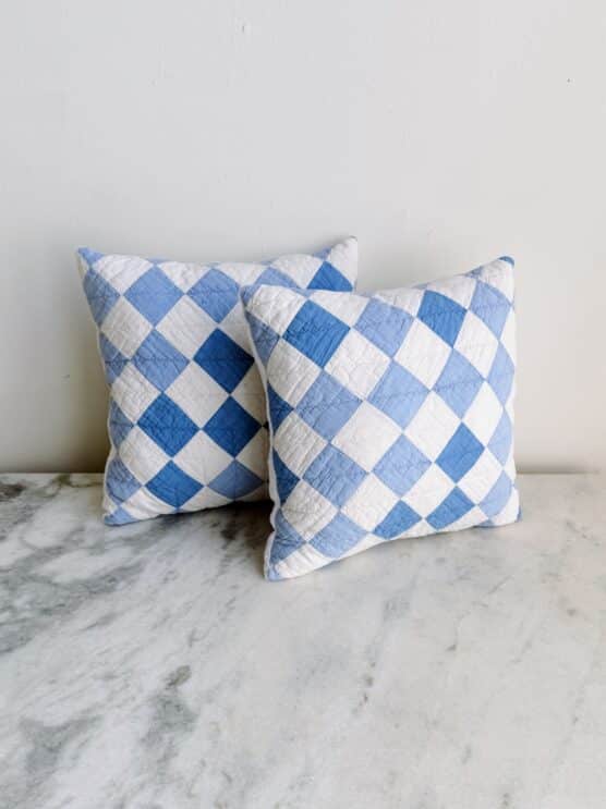 Vintage Quilt Pillows in Blue & White