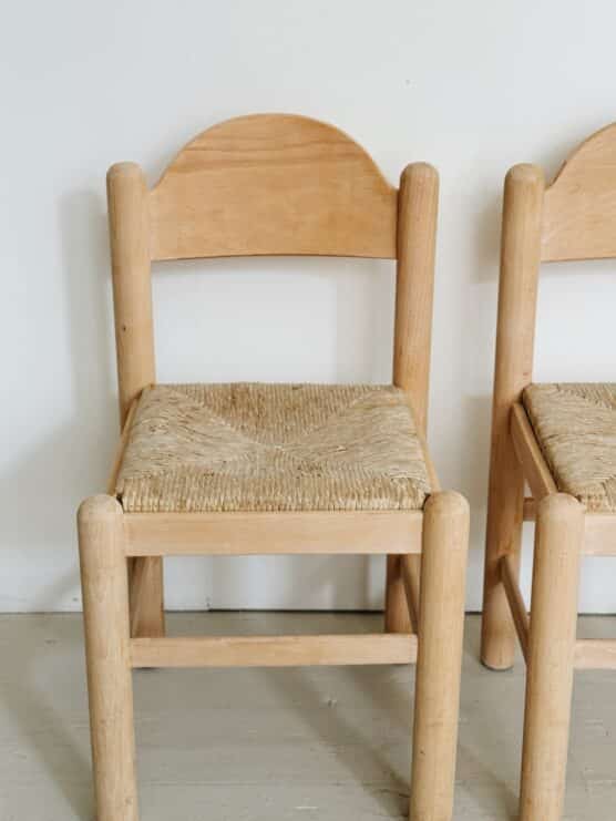 Pair of Vintage wood Chairs with Woven Seats - Image 2