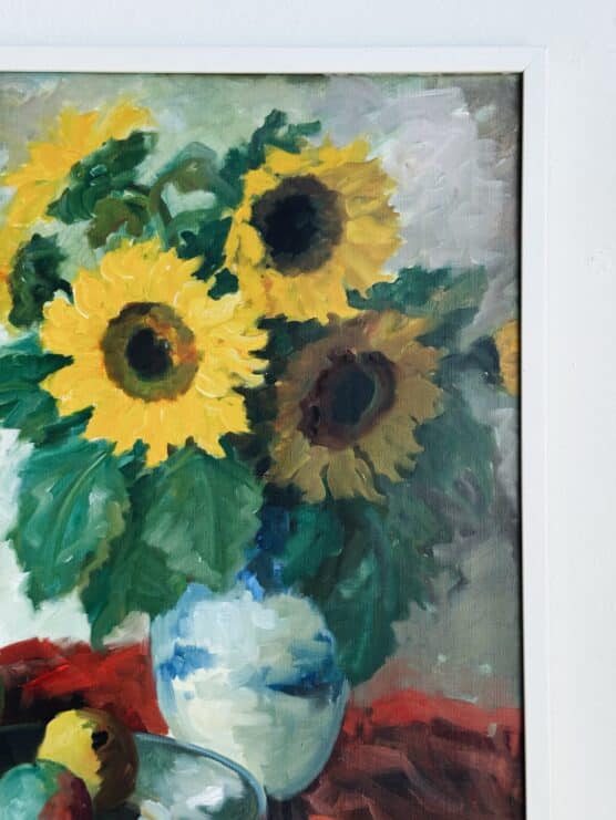 Vintage Swedish Sunflower Painting - Image 4