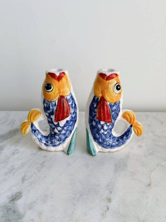 Vintage Hand Painted Italian Fish Candlesticks - Image 4