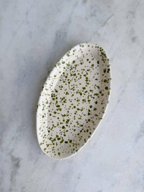Green Splatterware Oval Platter