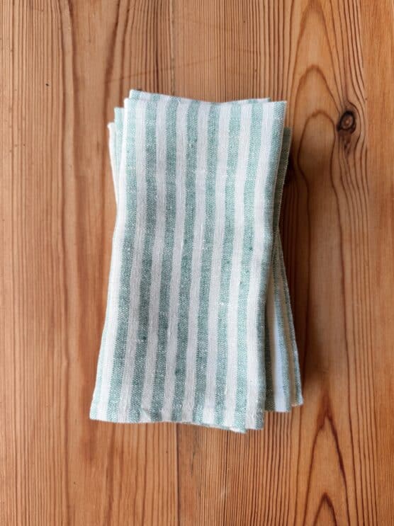 Mint Green Stripe Linen Napkin Set