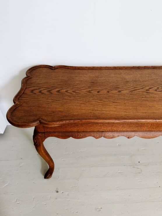 Antique Coffee Table with Carved Detail and Scallop Edge - Image 4