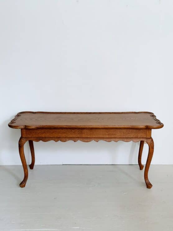 Antique Coffee Table with Carved Detail and Scallop Edge