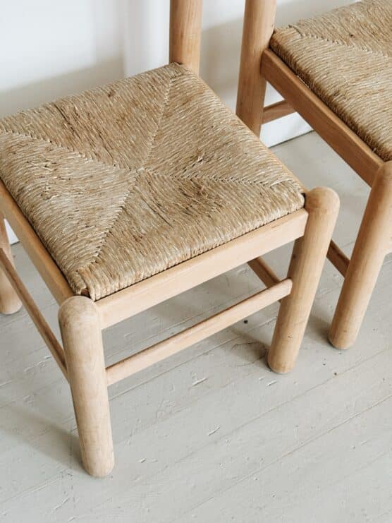 Pair of Vintage wood Chairs with Woven Seats - Image 4