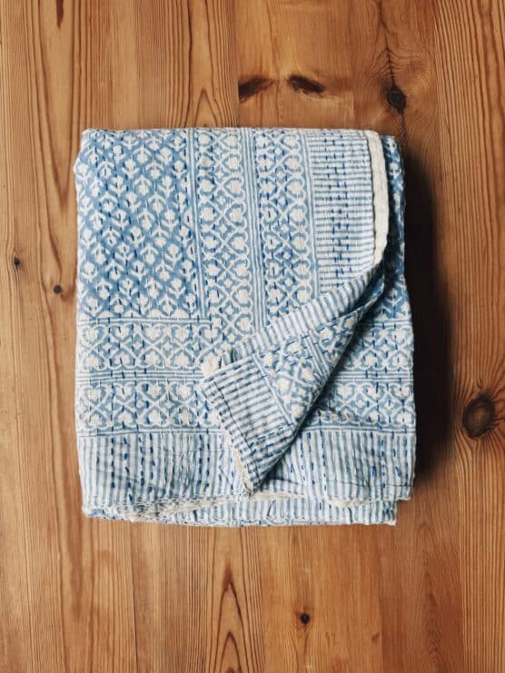 ‘Libby’ Block Print Queen Kantha Throw