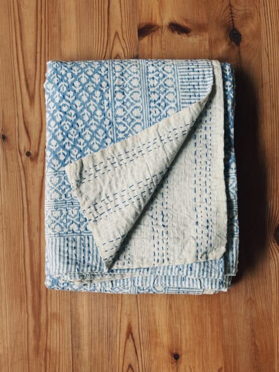 ‘Libby’ Block Print Queen Kantha Throw - Image 2