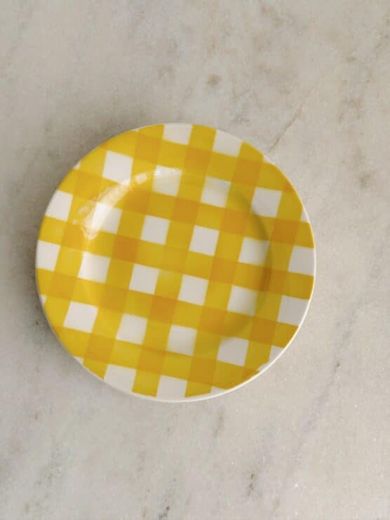 Vintage French Yellow Gingham Dishes - Image 2