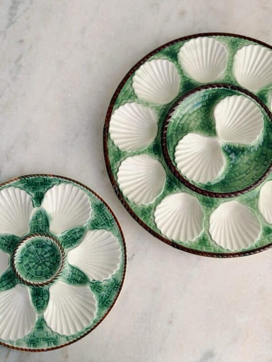 Vintage Green Majolica Oyster Plate - Image 2