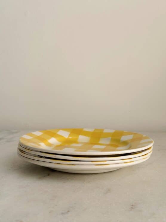 Vintage French Yellow Gingham Dishes - Image 3