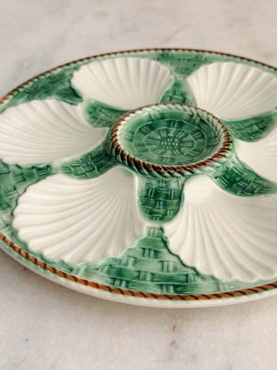 Vintage Green Majolica Oyster Plate - Image 3