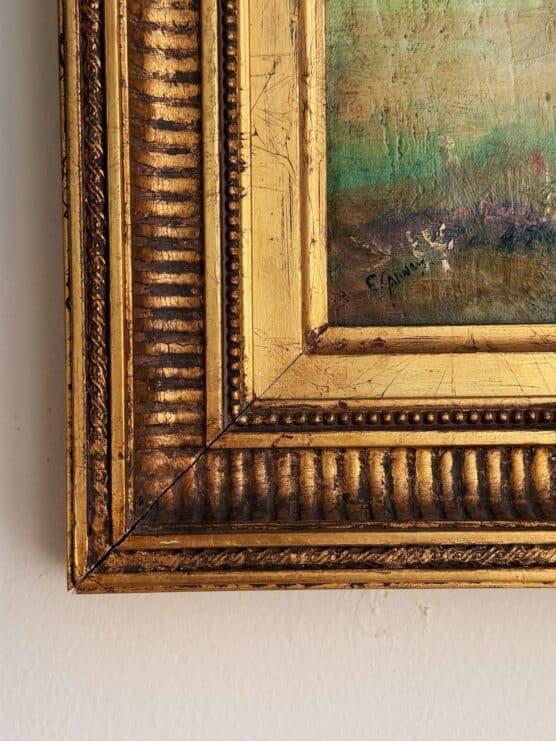 Antique Spanish Sun & Field Oil Landscape - Image 2
