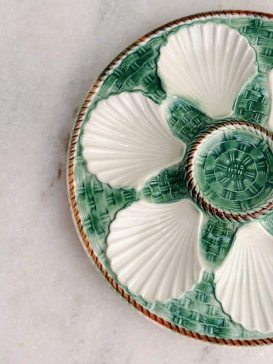 Vintage Green Majolica Oyster Plate - Image 4