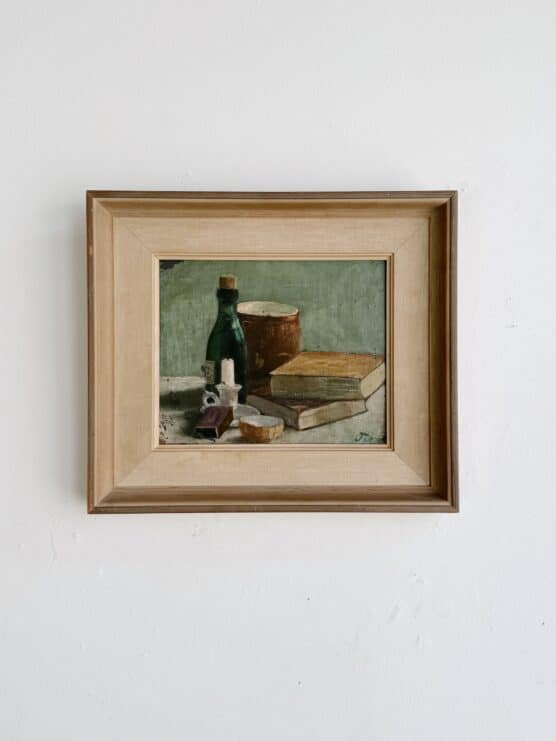 Antique Books & Wine Danish Still Life Painting