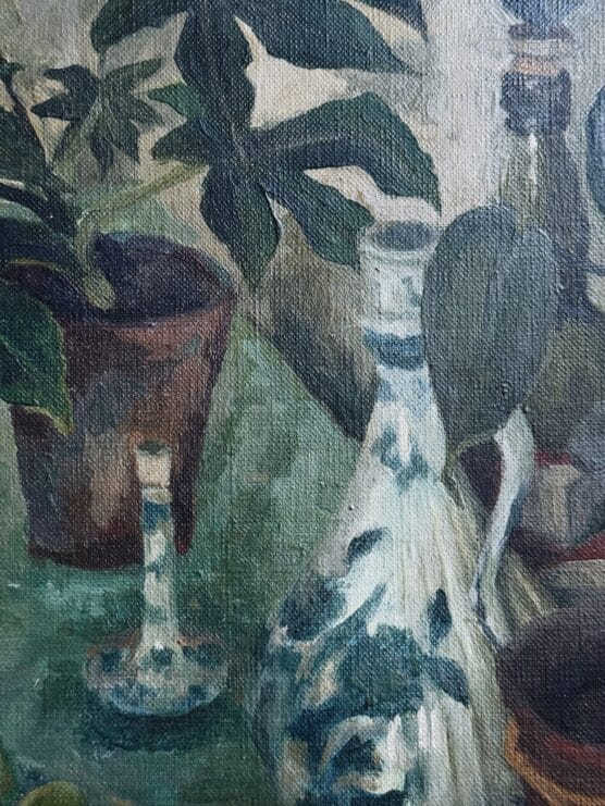 Midcentury Tabletop Still Life Painting with Lush Greenery - Image 2