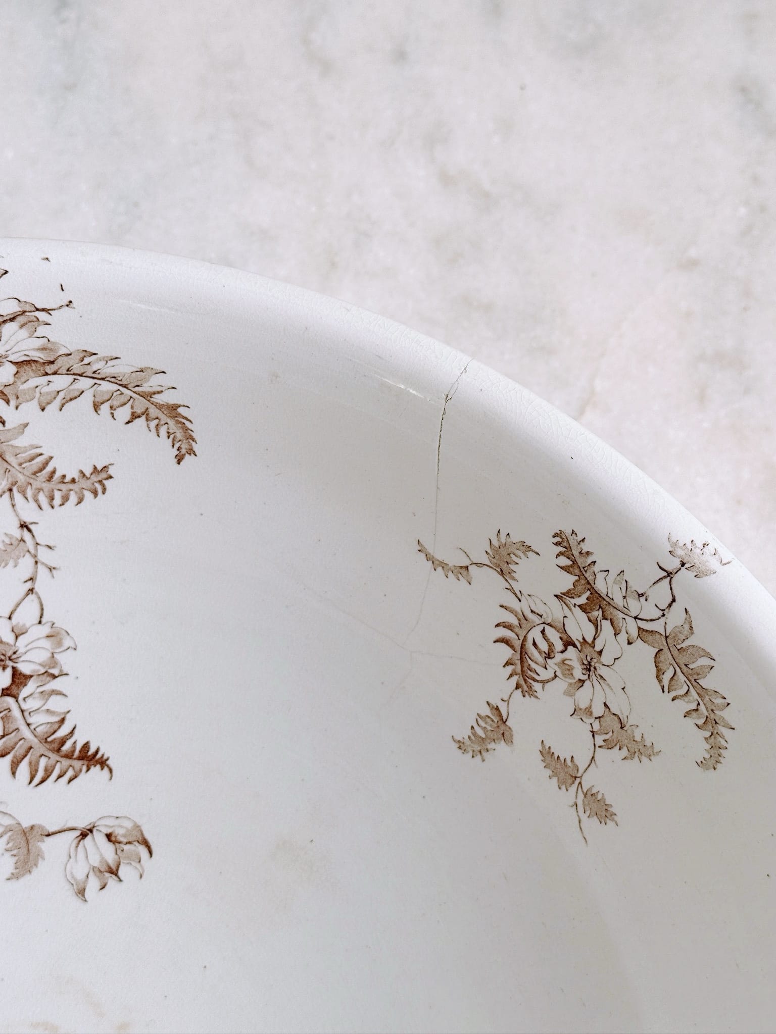 Antique Brown Fern Transferware Bowl - Image 3