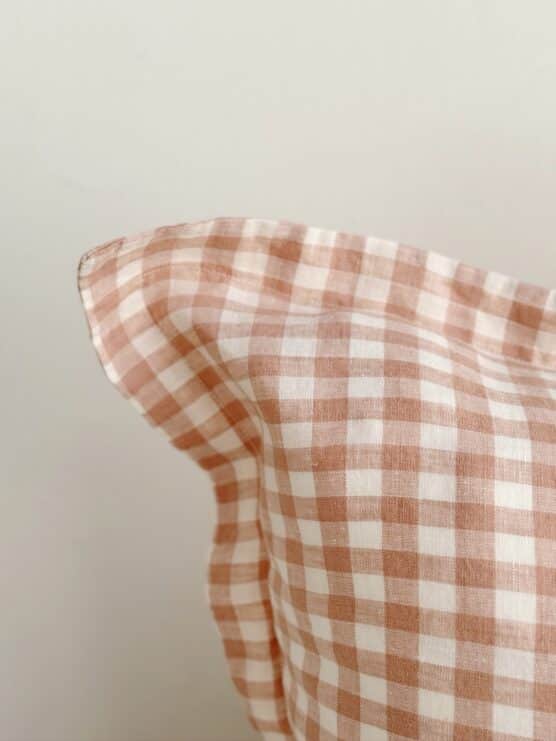 Pink Gingham Linen Pillow Cover - Image 2