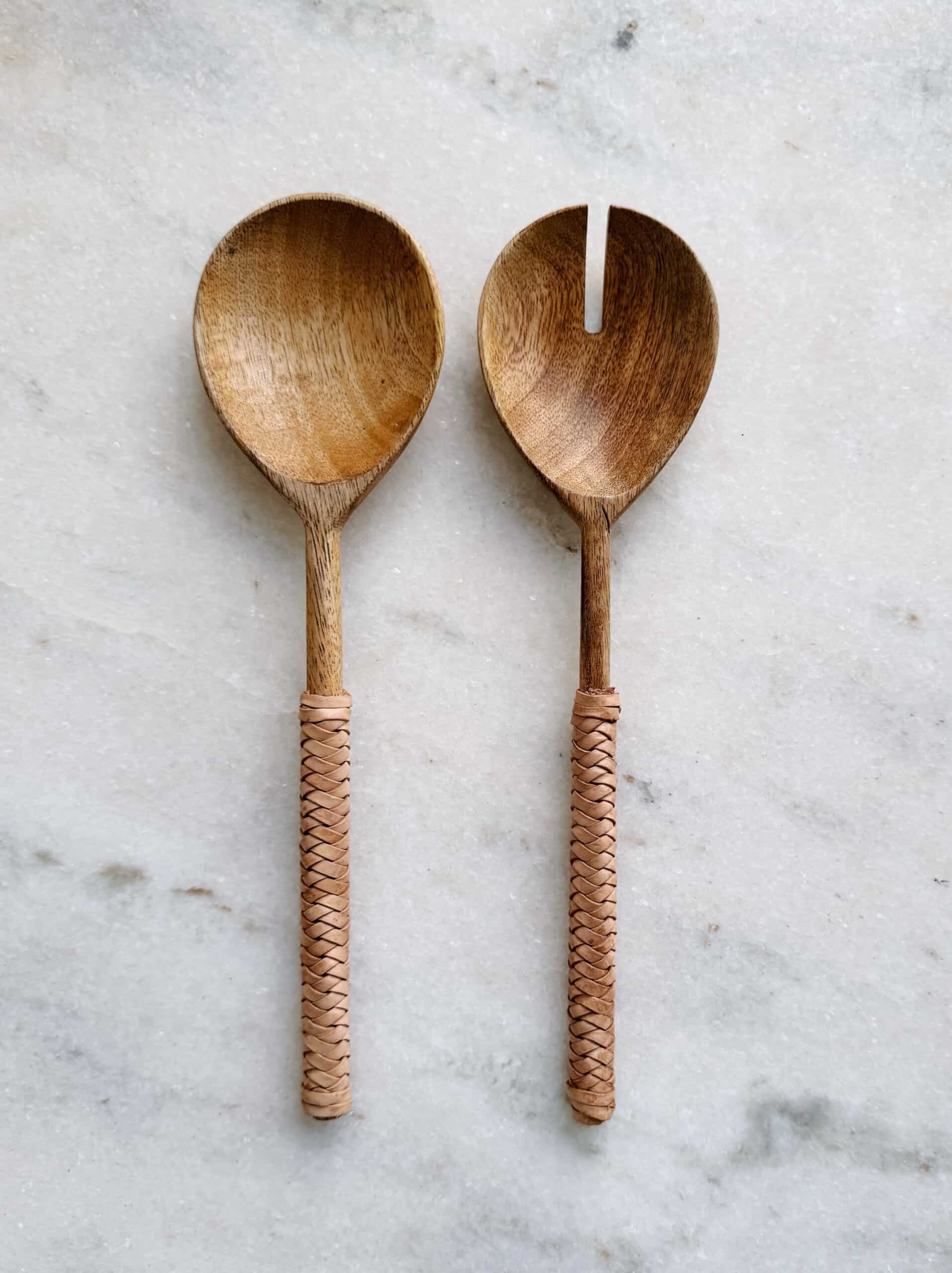 Wood & Leather Serving Utencils