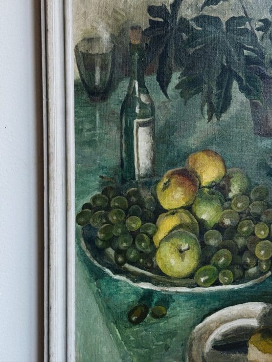 Midcentury Tabletop Still Life Painting with Lush Greenery - Image 3