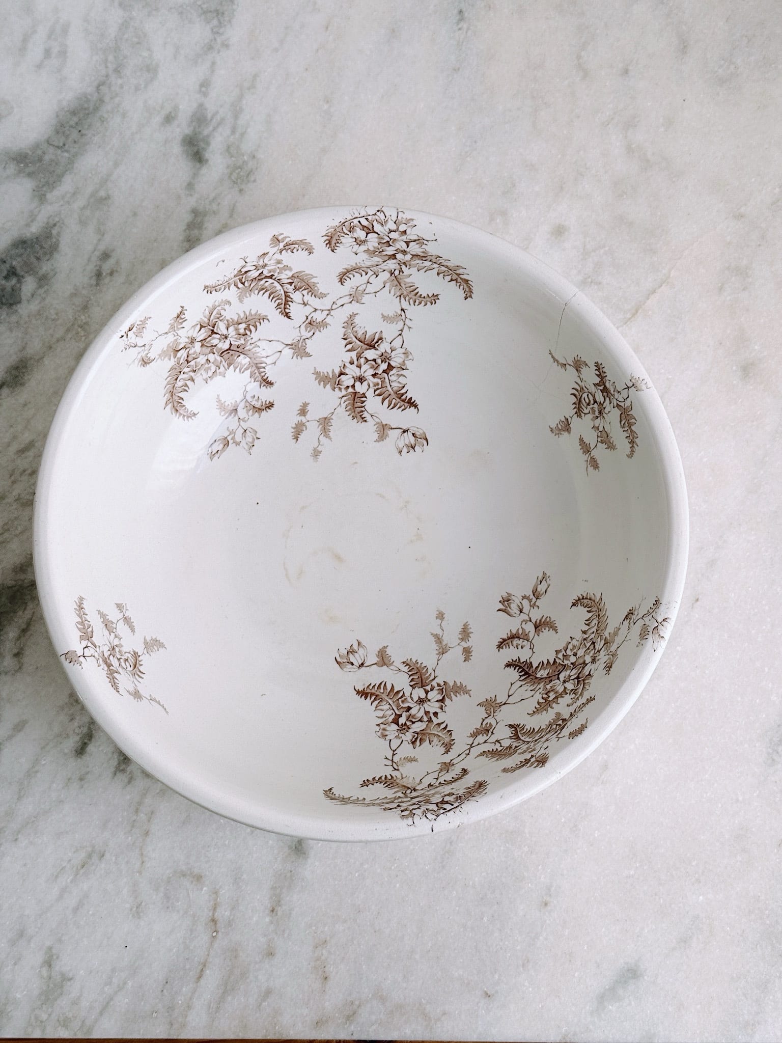 Antique Brown Fern Transferware Bowl - Image 2