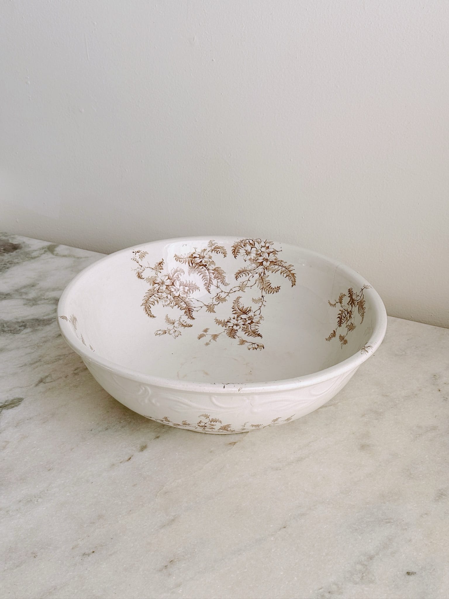 Antique Brown Fern Transferware Bowl