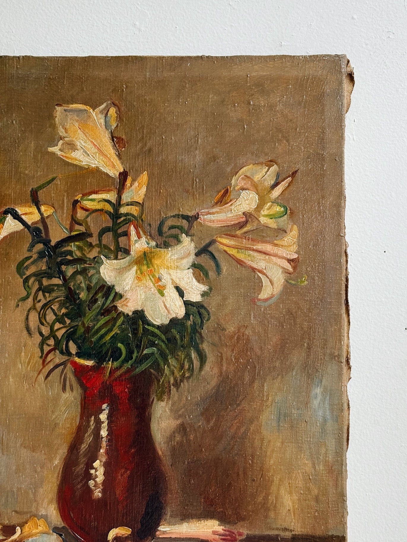 Antique French Still Life with Lilies - Image 3