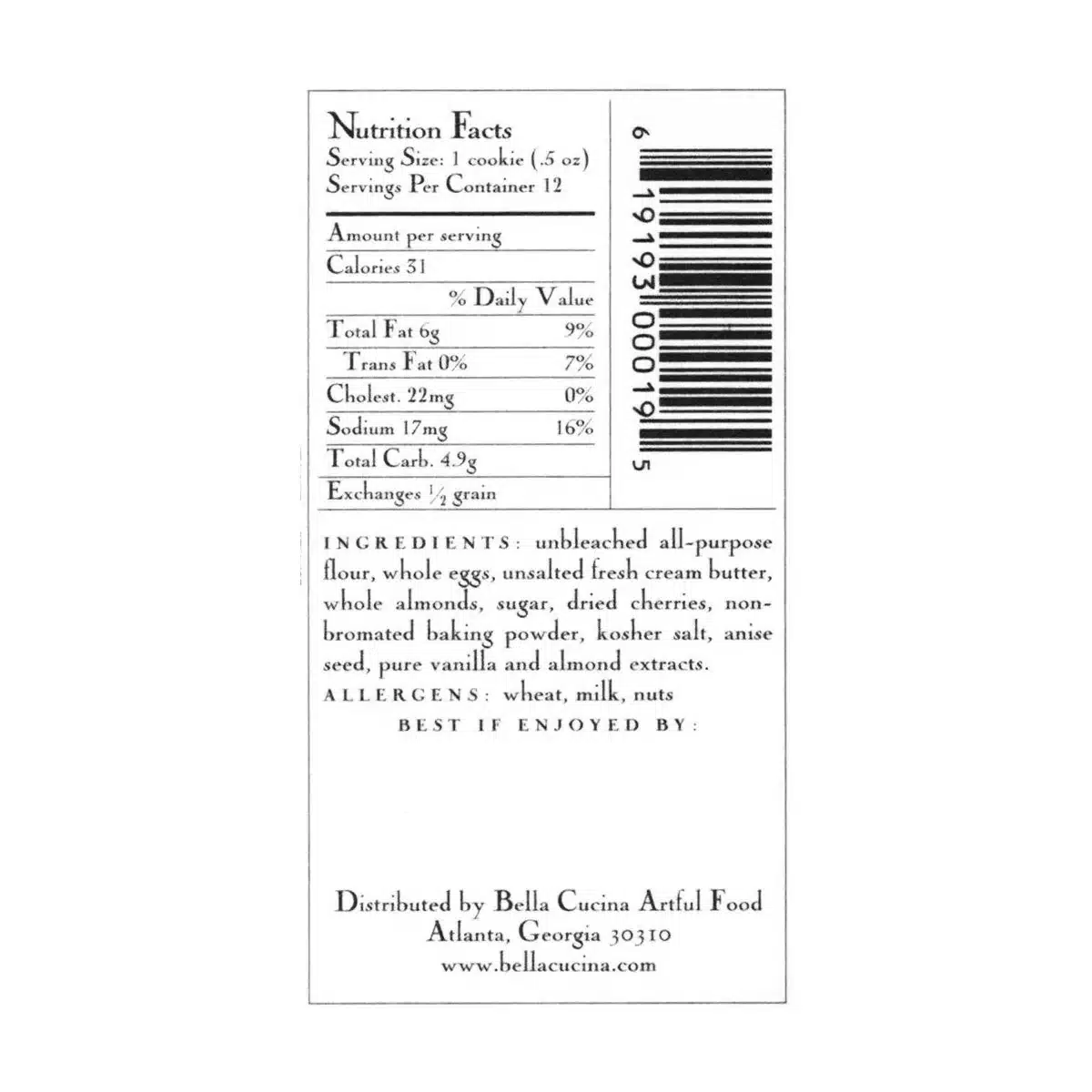 Limited Edition Bella Cucina Cherry Almond Biscotti Gift Box - Image 3