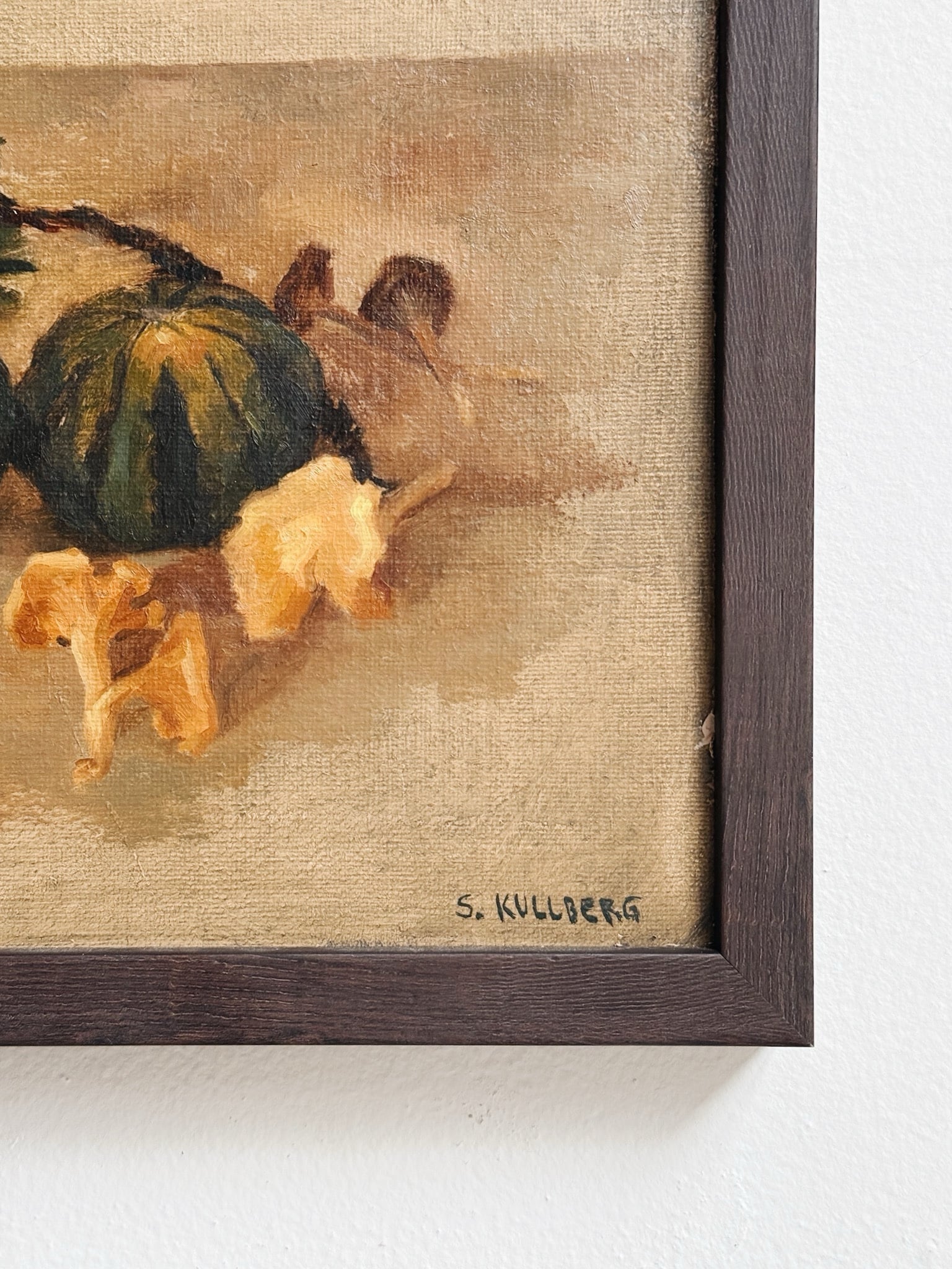 Swedish Fig & Mushroom Still Life Original Painting - Image 2