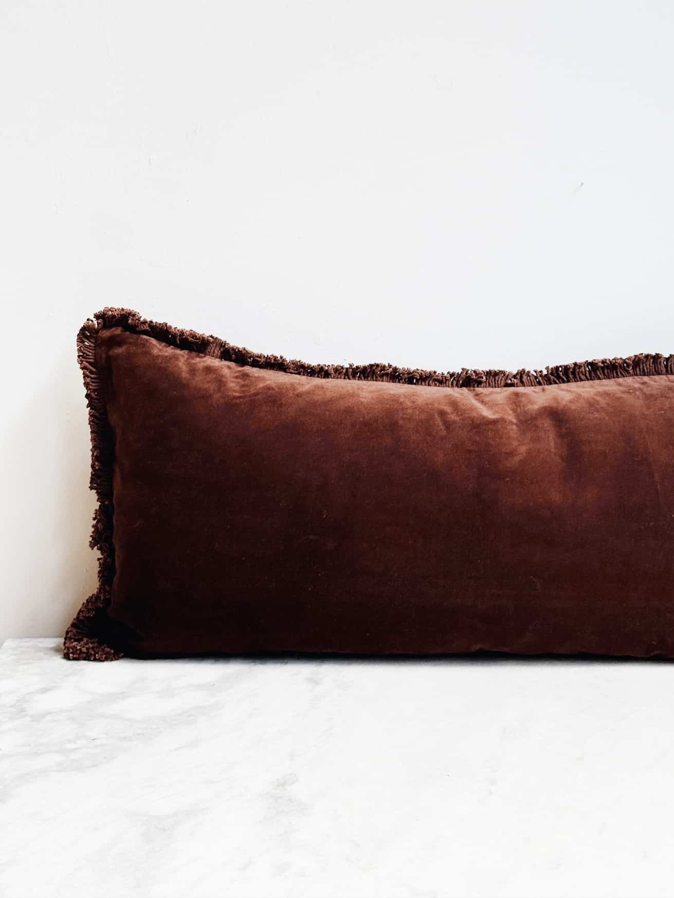 Chocolate Brown Velvet Lumbar Pillow