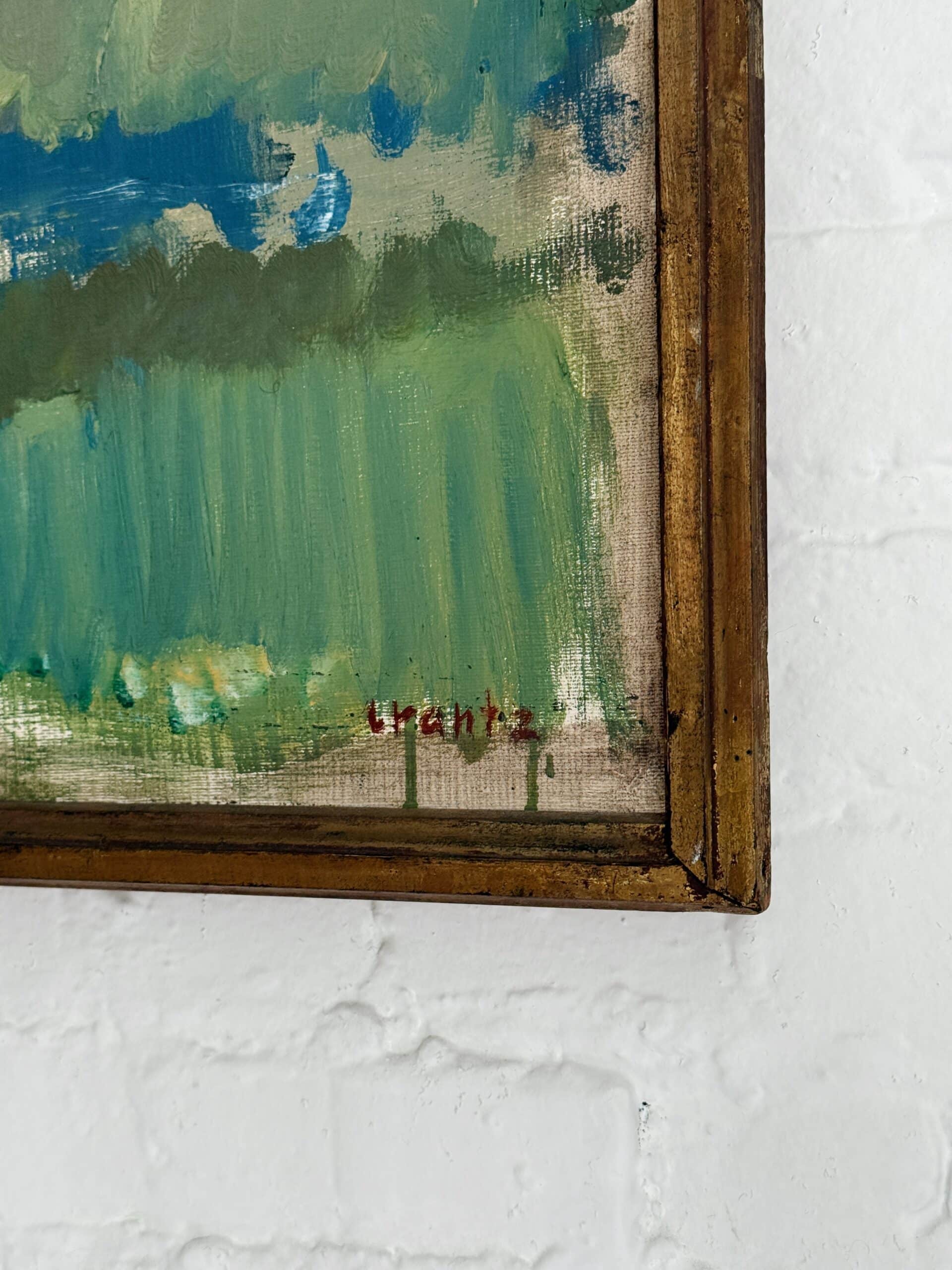 Vintage Swedish Abstract Forest Landscape in Lush Greens - Image 3