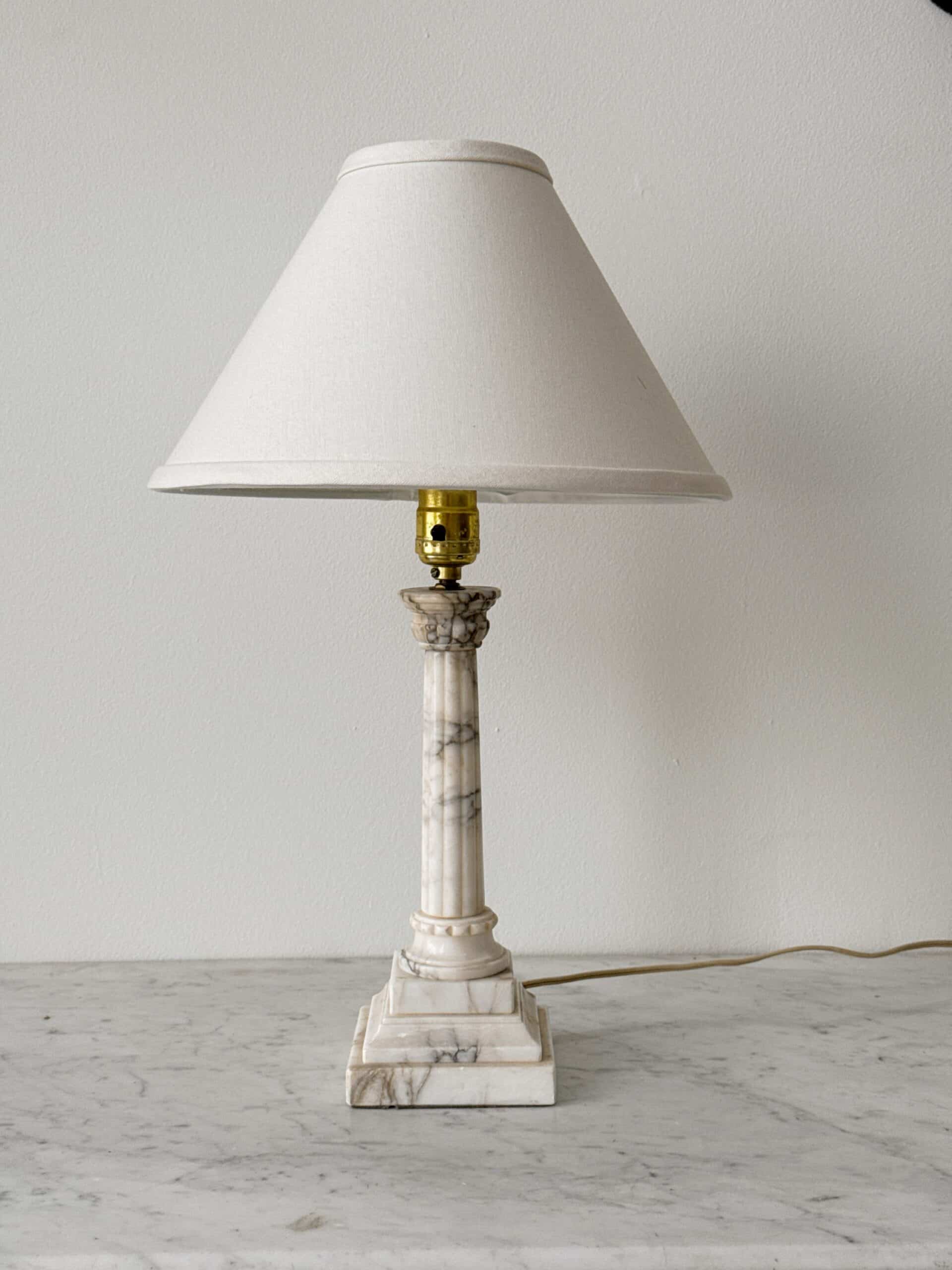 Vintage Marble Column Lamp with Custom Shade