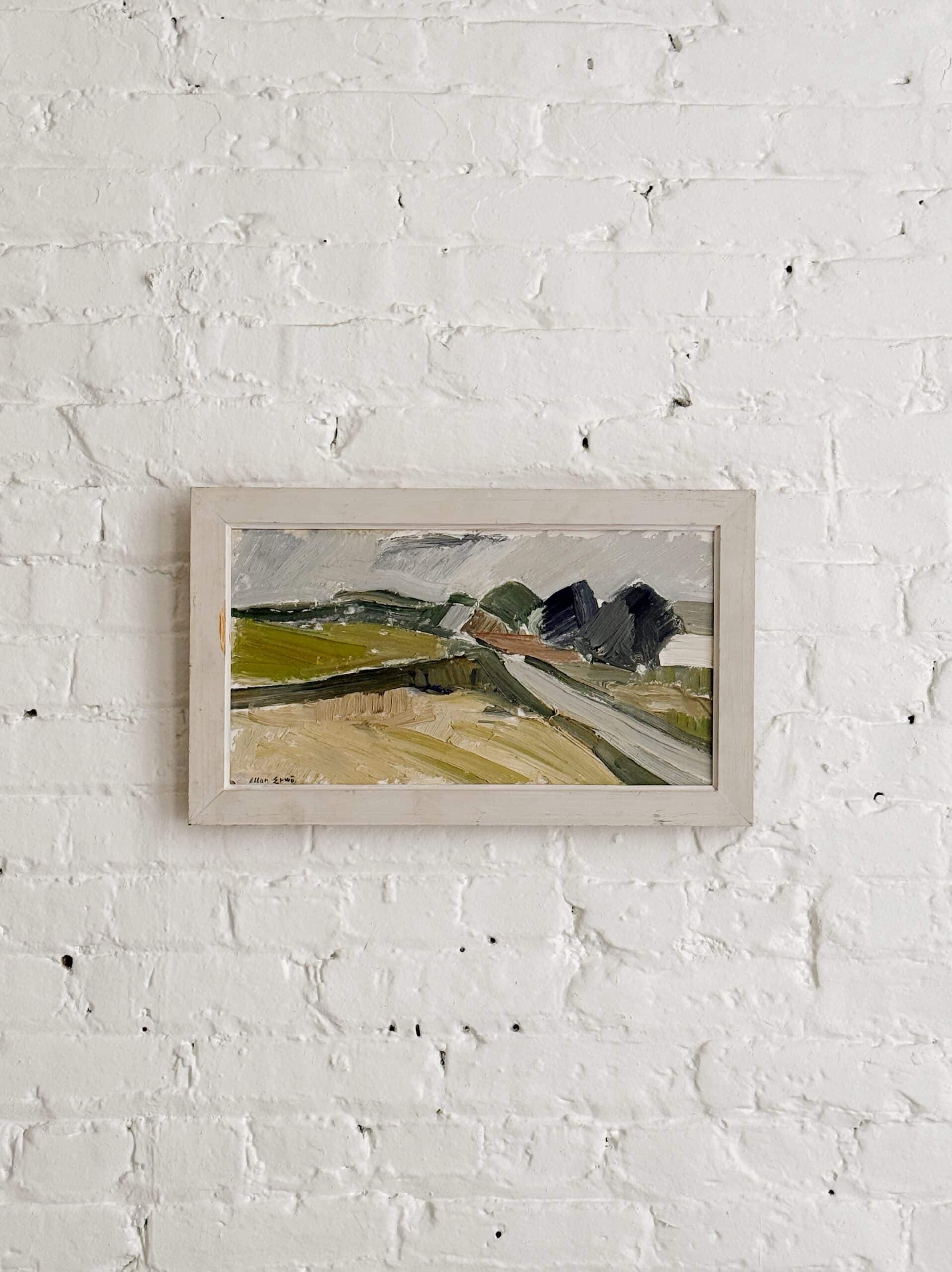 Vintage Swedish Abstract Landscape Oil Painting