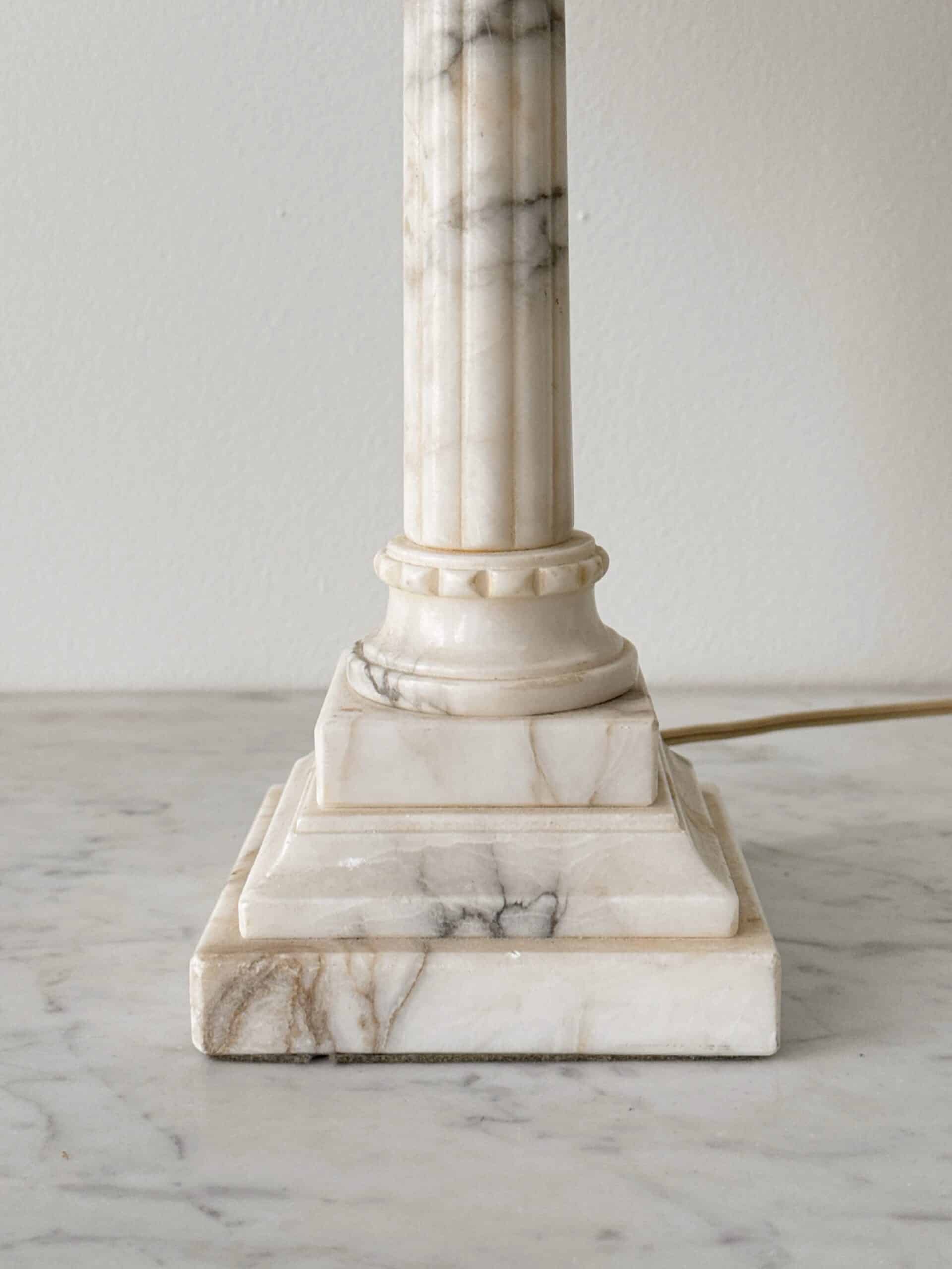 Vintage Marble Column Lamp with Custom Shade - Image 2