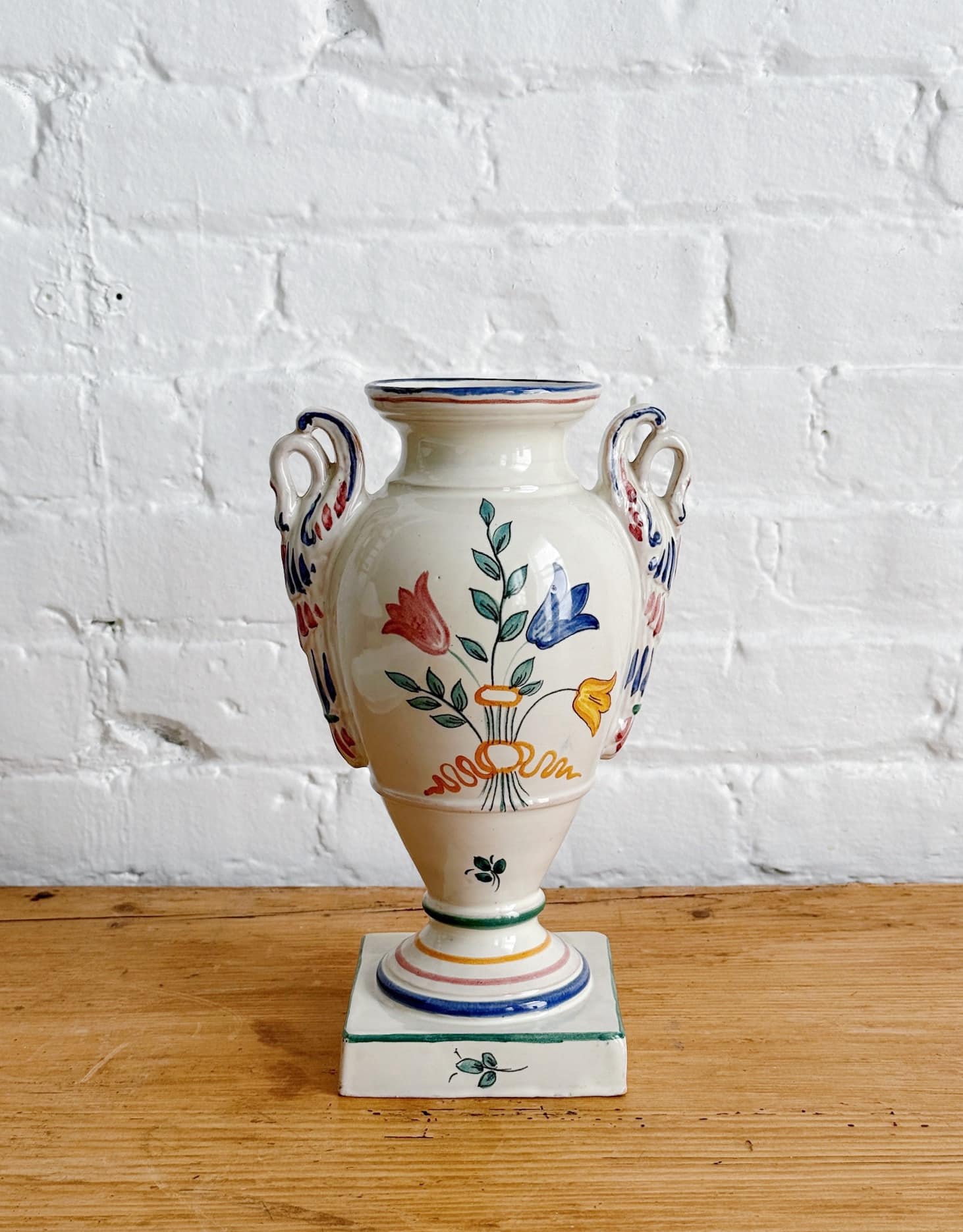 Vintage Hand Painted Italian Floral Vase