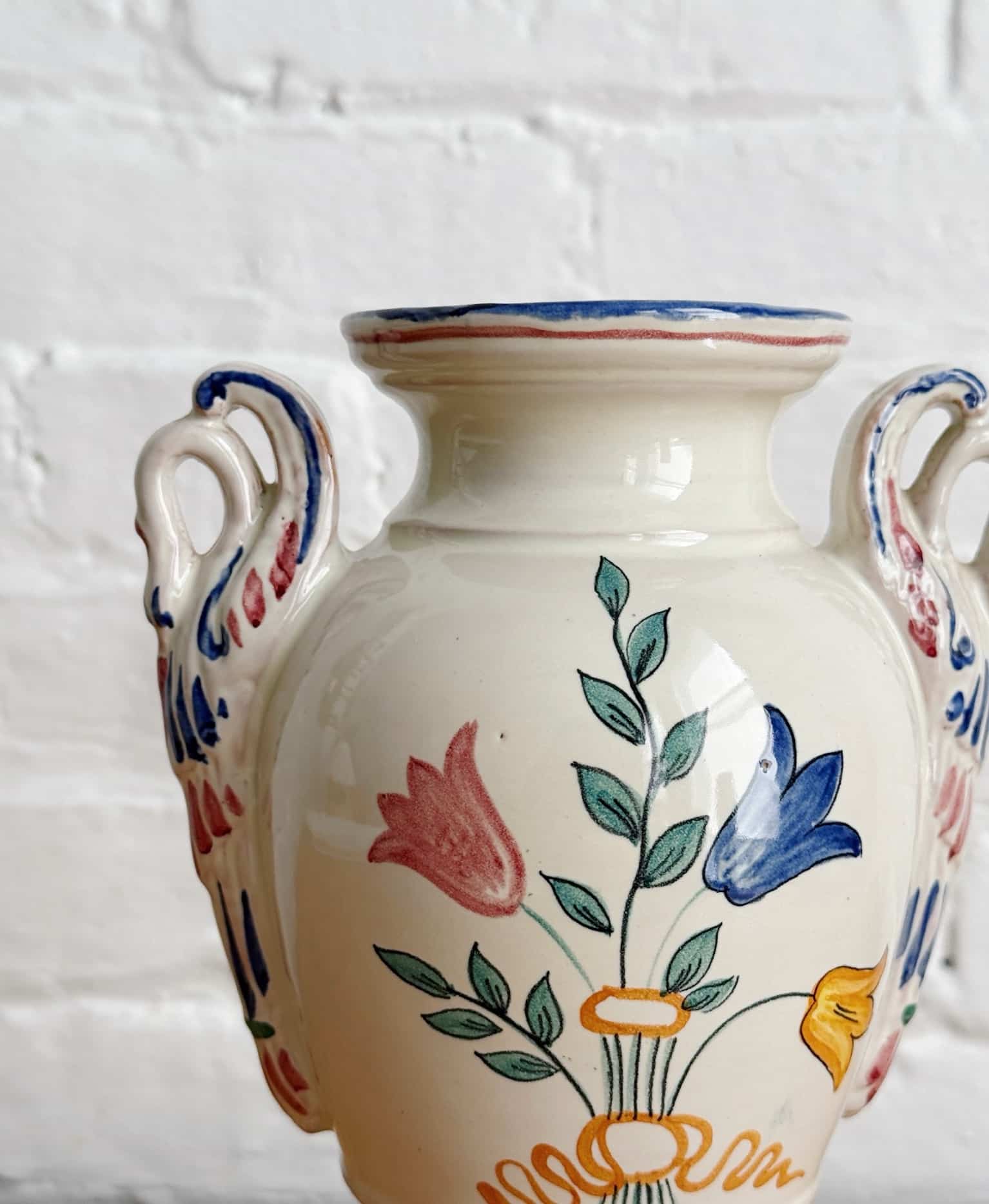 Vintage Hand Painted Italian Floral Vase - Image 3